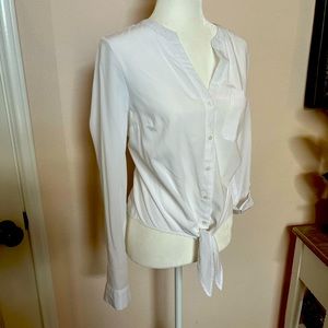 A New Day Front Tie Button Up Long Sleeve Top